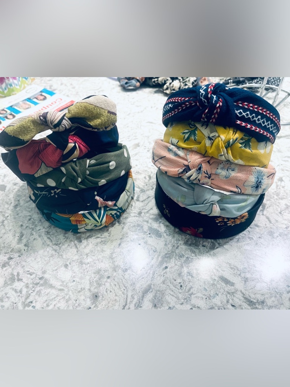 Lot of 10 Floral and Patterned Twist Headbands - Assorted Colors 3/$27